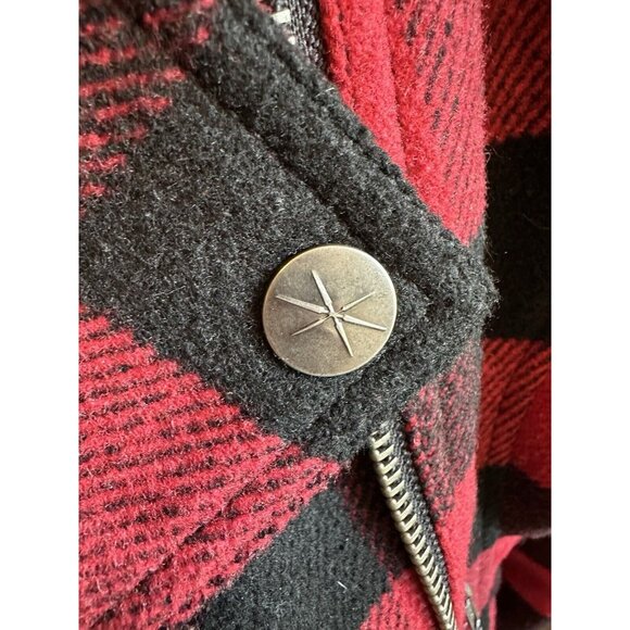 Fatal Charm Red Plaid Asymmetrical Moto Jacket Coat Small - Picture 6 of 11